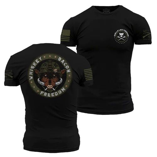 Grunt Men's Whiskey.Bacon.Freedom. T-Shirt