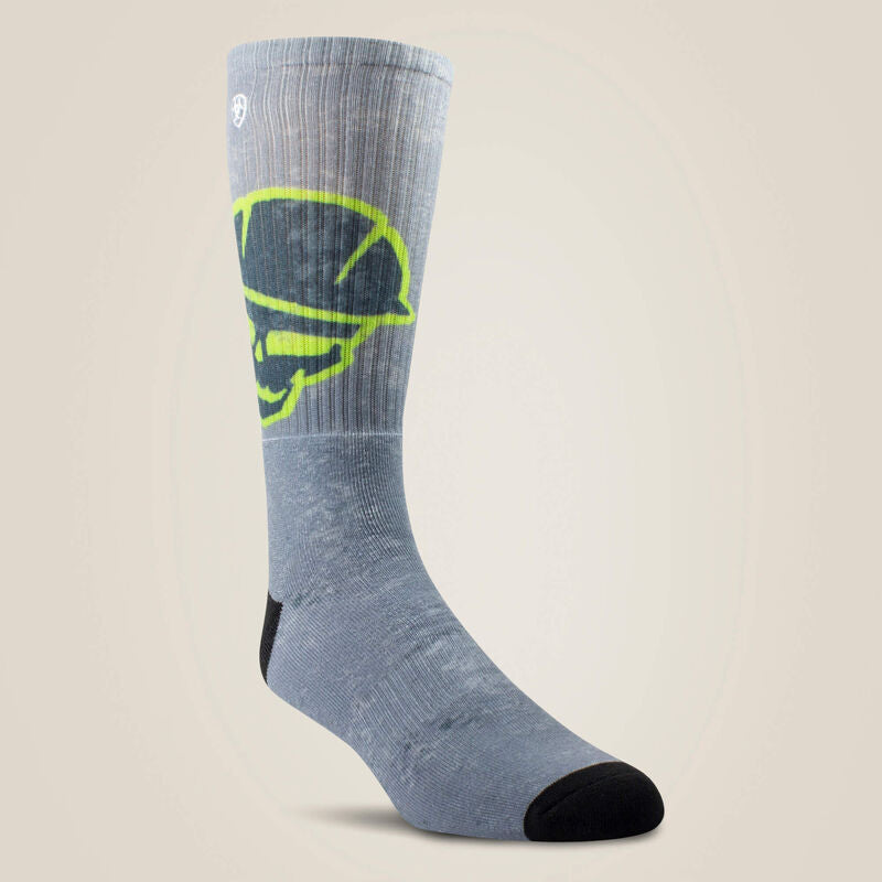 Ariat Men's Roughneck Graphic Crew Work Sock 2 Pair Multi Color Pack