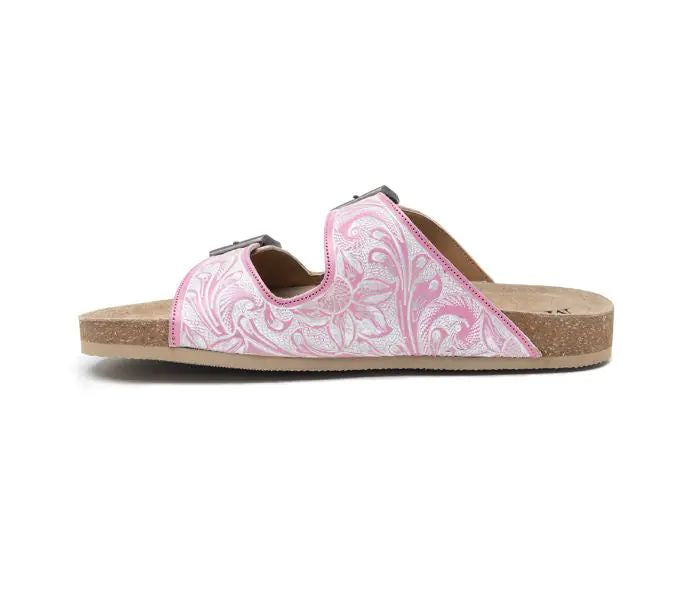 Myra Blossom Glimmer Hand-tooled Sandals