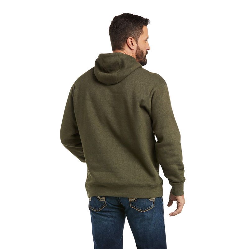 Ariat Men's Basic Hoodie Sweatshirt Brine Olive Double Flag