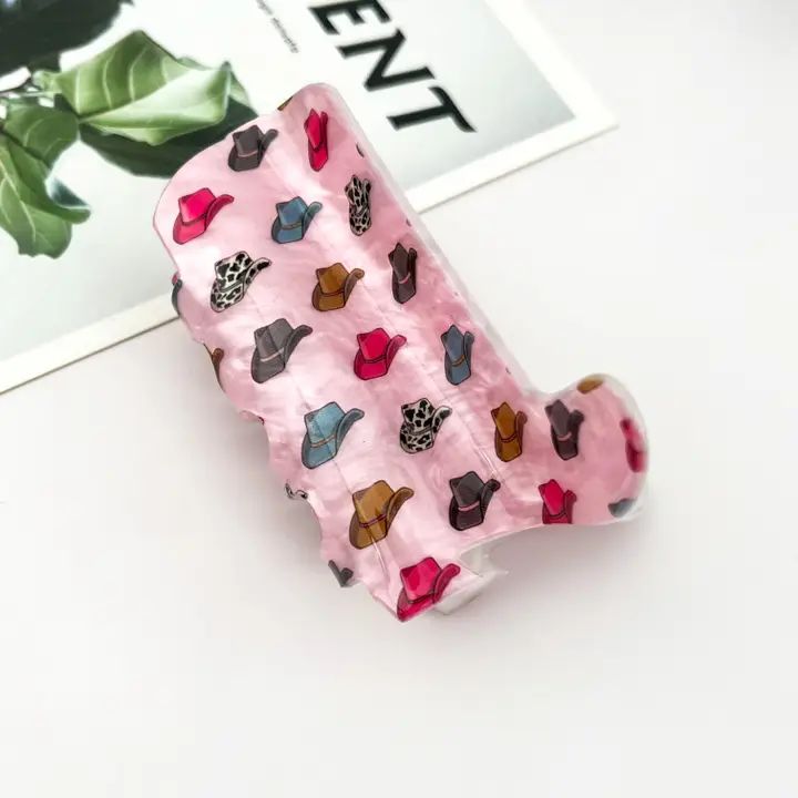 Cowboy Boot Hair Claw Clip Western Style Cool Print