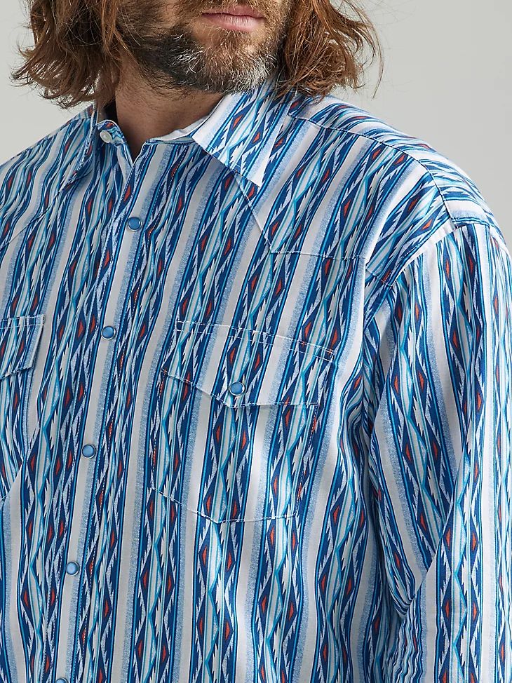 Wrangler Men's Checotah Long Sleeve Western Snap Printed Shirt