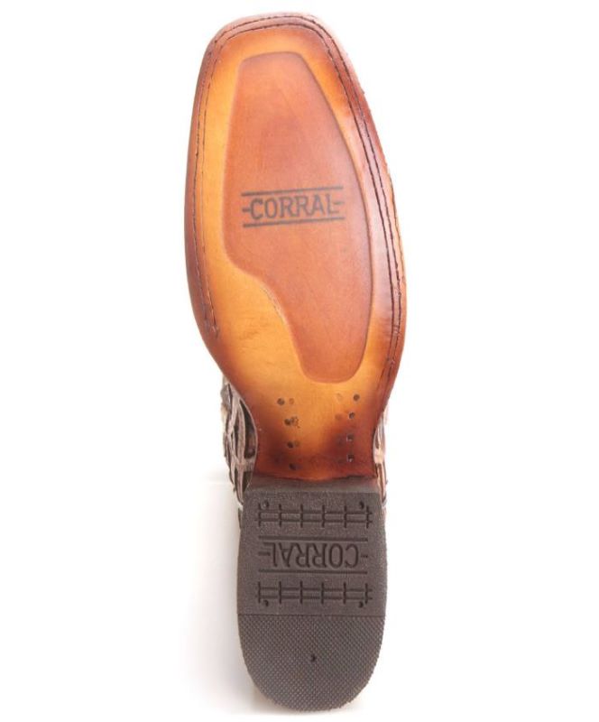 Corral Bone Multi Color Inlay and Studs Sq. Toe