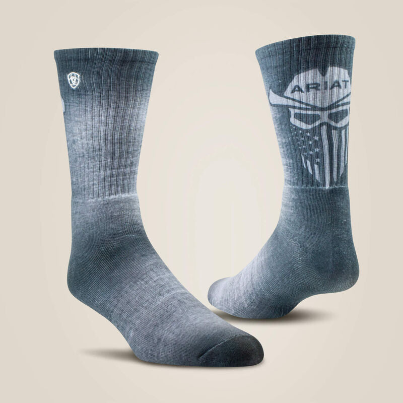 Ariat Men's Incognito Graphic Crew Work Sock 2 Pair Multi Color Pack