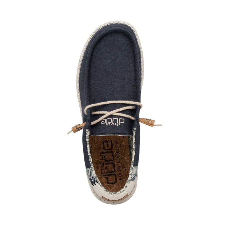 Hey Dude Men's Shoe Wally Linen Natrual Navy