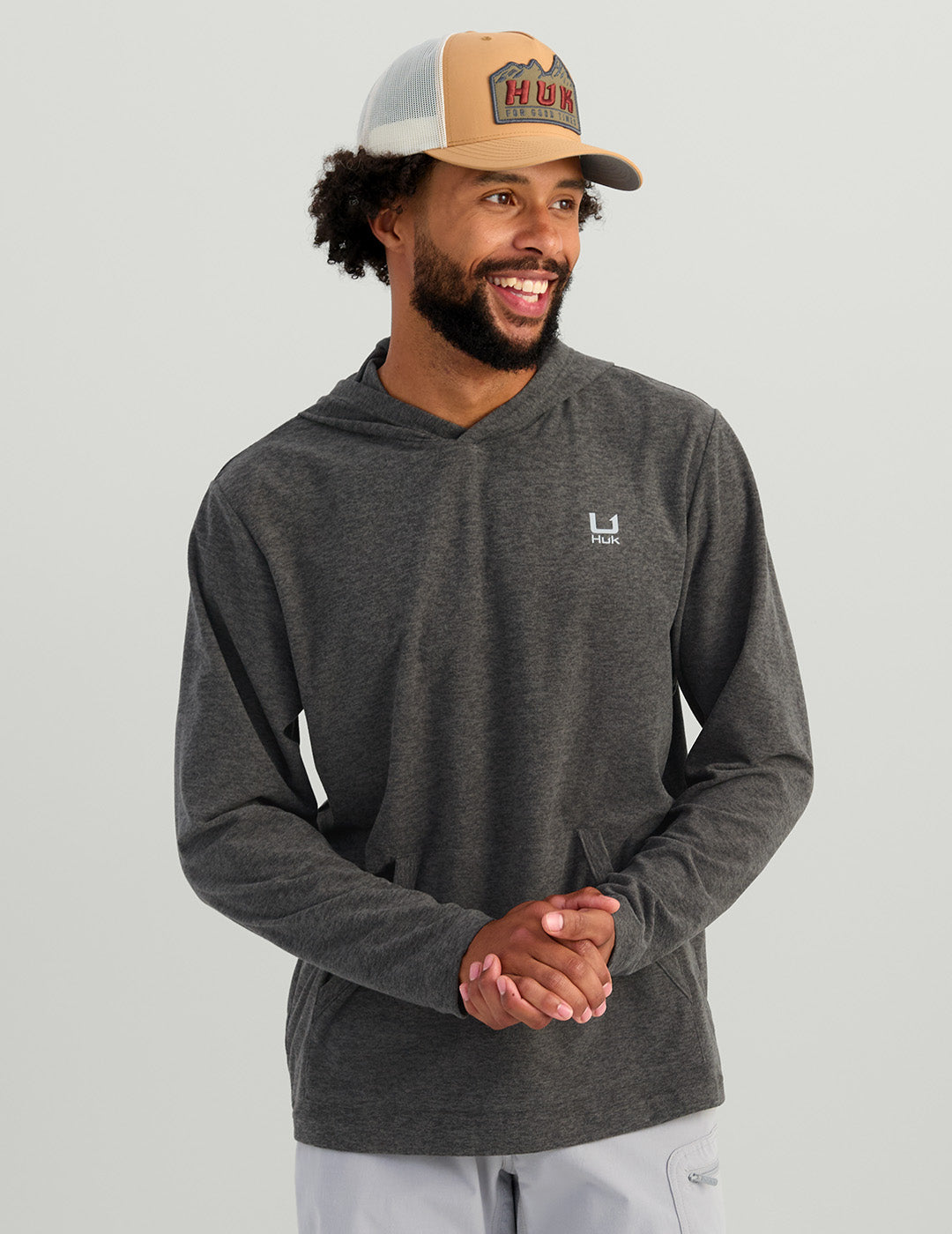 HUK LEEWARD LW LS FLEECE - VOLC ASH