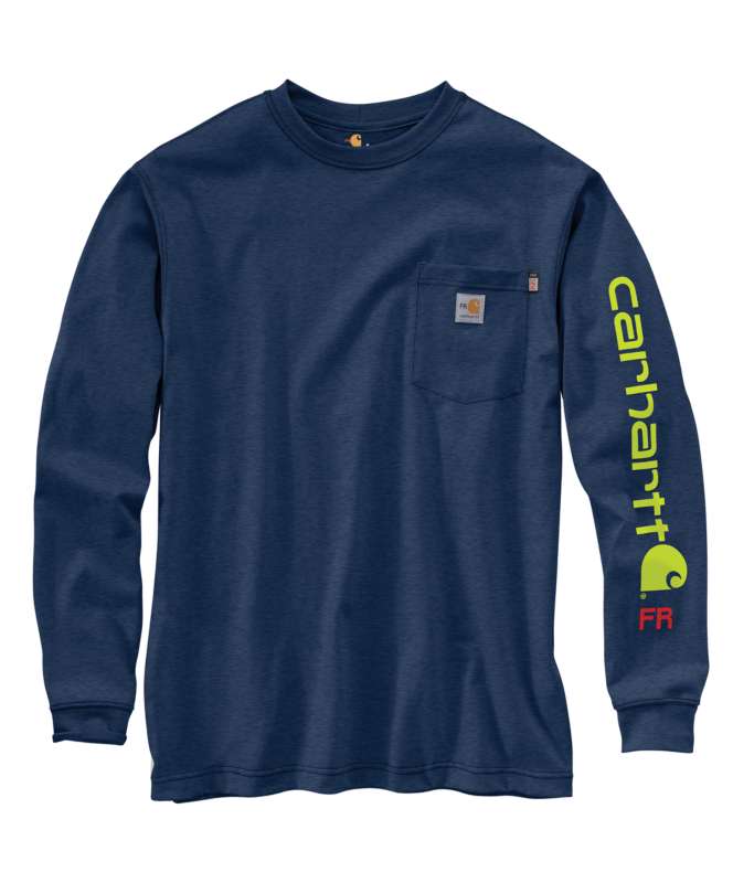 Carhartt Men's FR Force Midweight Long-Sleeve Signature Logo T-Shirt BIG & TALL