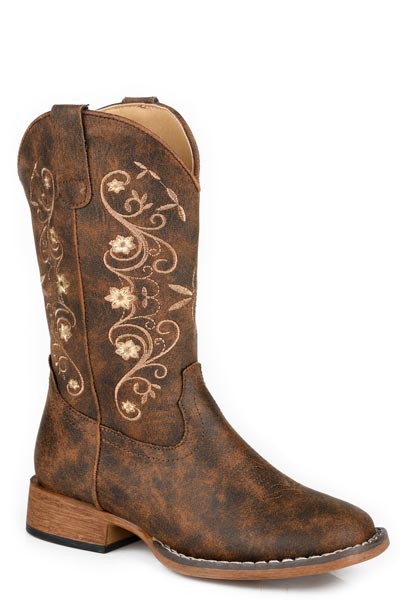 Roper Kid's Brown Square Toe Bailey Boots