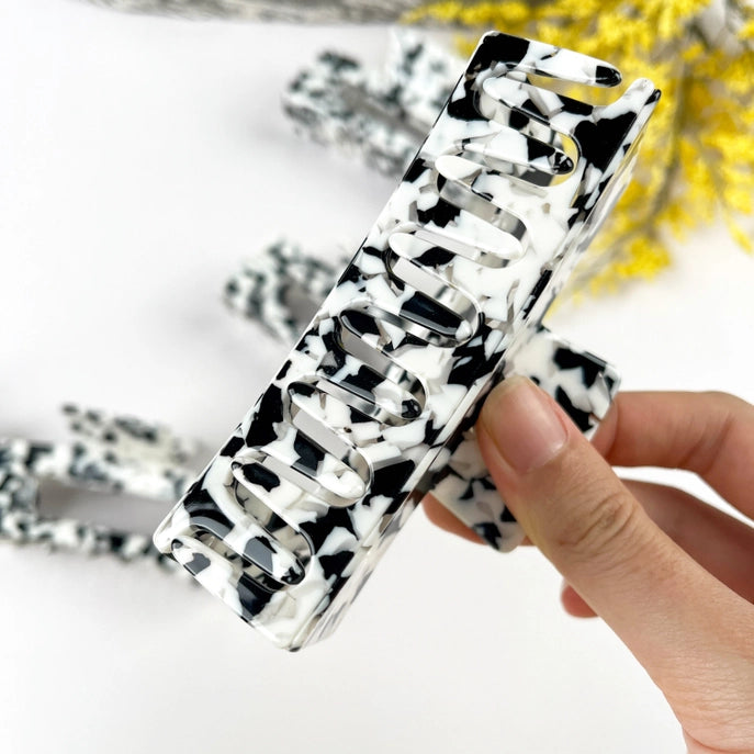 Square Cow Pattern Acetate Hollow Hair Claw Clip