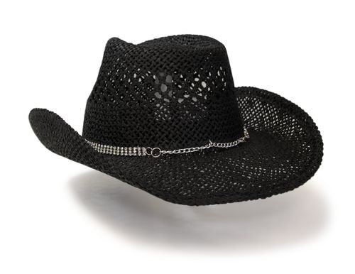 Western Express Straw Hat With Rhinestone Hat Band