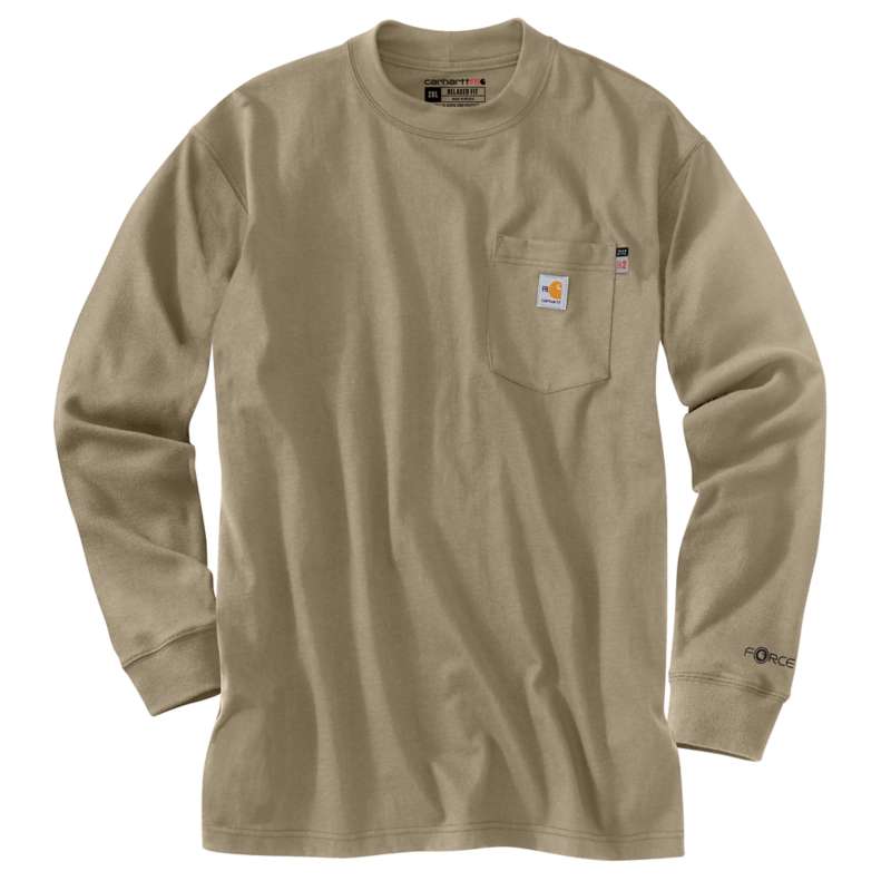 Carhartt Men's Flame-Resistant Force Cotton Long-Sleeve T-Shirt - KHAKI 250
