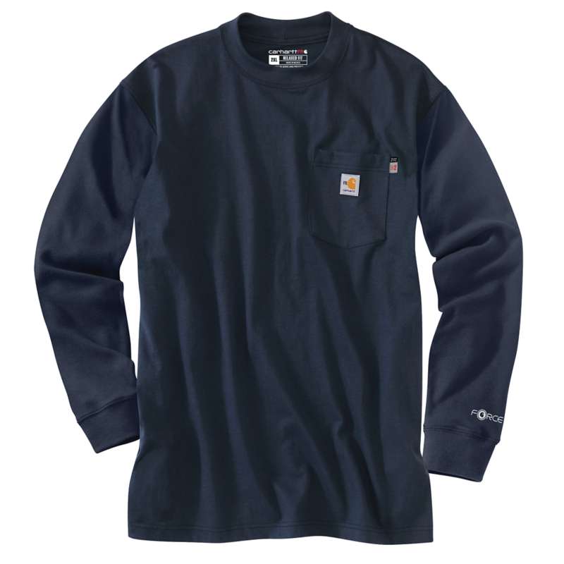 Carhartt Men's Flame-Resistant Force Cotton Long-Sleeve T-Shirt - DARK NAVY 410