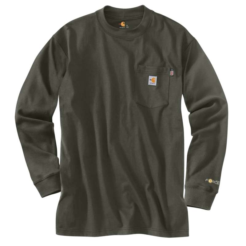 Carhartt Men's Flame-Resistant Force Cotton Long-Sleeve T-Shirt - OLIVE OLV