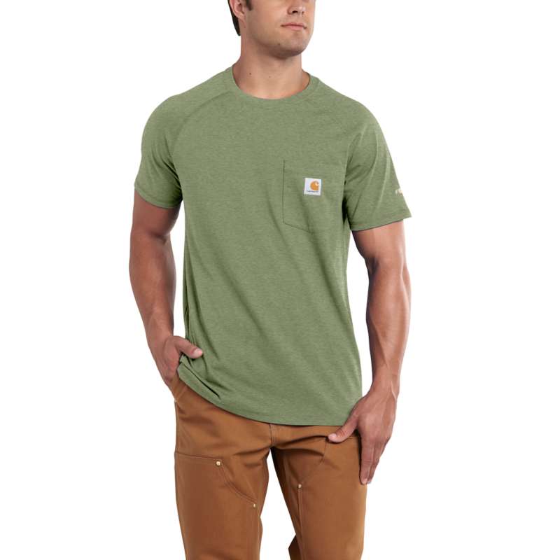CARHARTT MEN'S FORCE COTTON DELMONT SHORT-SLEEVE T-SHIRT - OIL GREEN 371