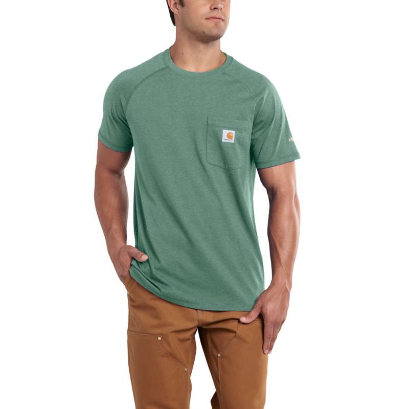 CARHARTT MEN'S FORCE COTTON DELMONT SHORT-SLEEVE T-SHIRT - MUSK GREEN G18