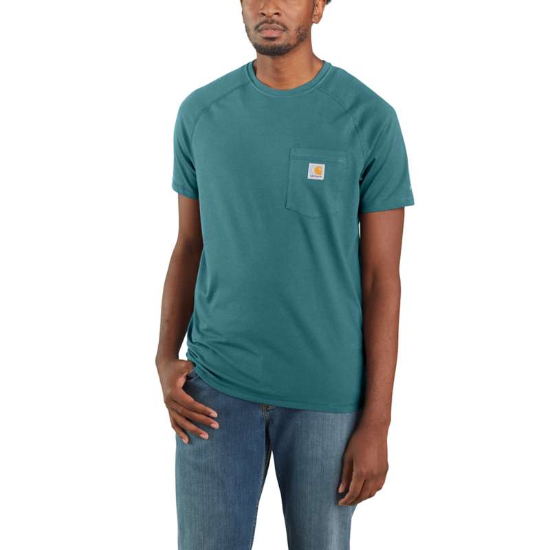 CARHARTT MEN'S FORCE COTTON DELMONT SHORT-SLEEVE T-SHIRT - BLUE SPRUCE H23