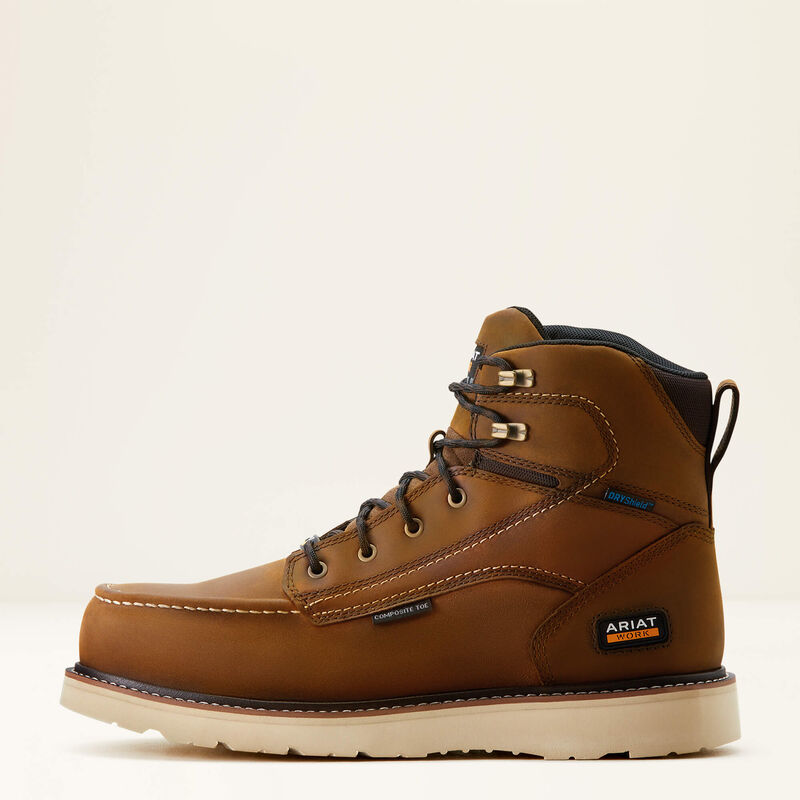 Ariat Men\s Rebar Wedge Moc Toe 6" Waterproof Composite Toe Work Boot