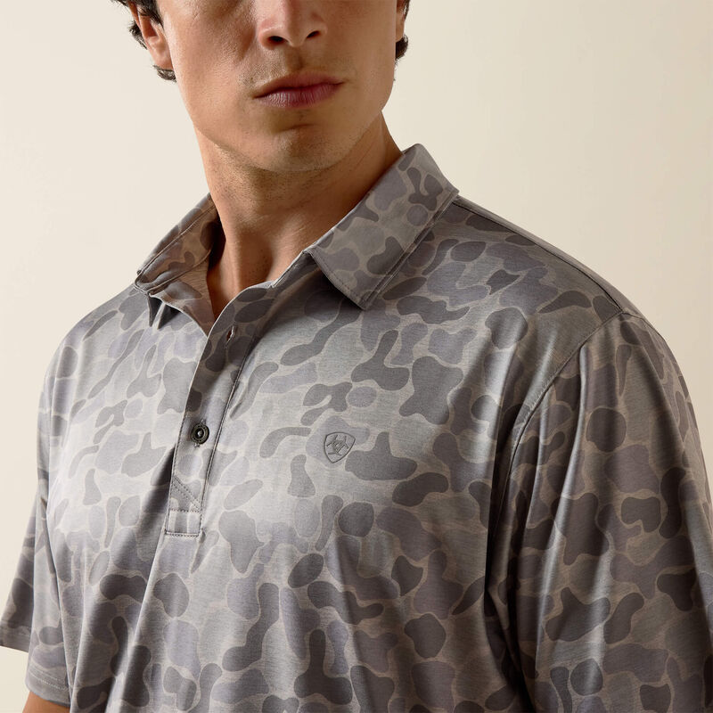 Ariat Men's All Over Print Heathered Fitted Polo