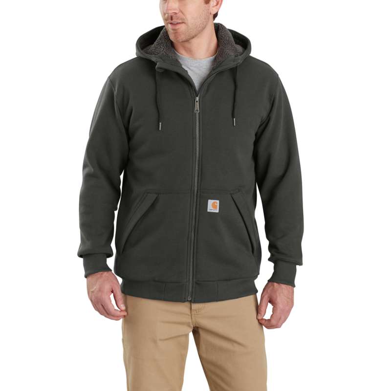 Carhartt Men's Rain Defender Rockland Sherpa-Lined Hooded Sweatshirt - PEAT 306