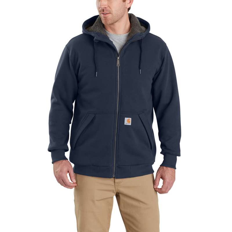 Carhartt Men's Rain Defender Rockland Sherpa-Lined Hooded Sweatshirt - NEW NAVY 472