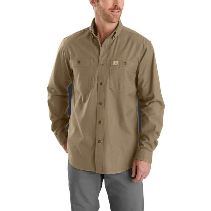 Carhartt Men's Rugged Flex Relaxed Fit Canvas Long-Sleeve Shirt BIG & TALL - DARK  KHAKI 253