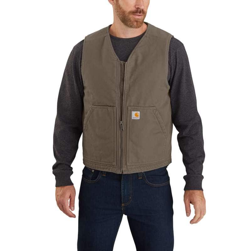 Carhartt Men's Relaxed Fit Washed Duck Sherpa-Lined Vest - DRIFTWOOD DWD