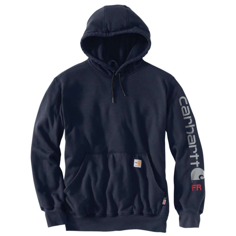Carhartt Men's Flame-Resistant Force Orginal Fit Hooded Logo Graphic Sweatshirt - NAVY I26