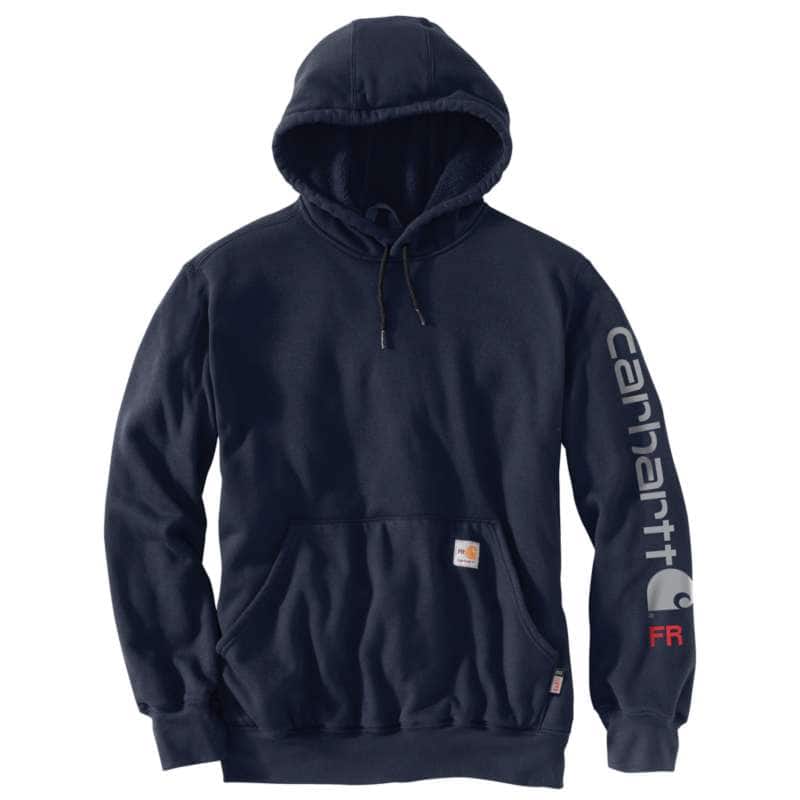 Carhartt Men's Flame-Resistant Force Hooded Logo Graphic Sweatshirt BIG & TALL - NAVY I26