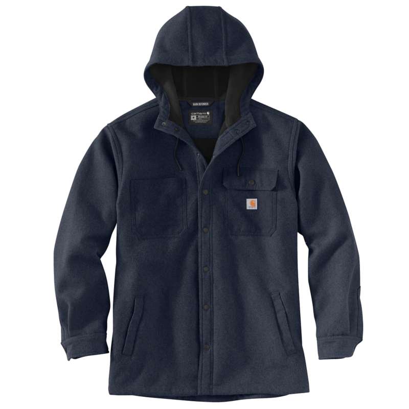 Carhartt Men's Rain Defender Relaxed Fit Heavyweight Hooded Shirt Jacket - NAVY I26