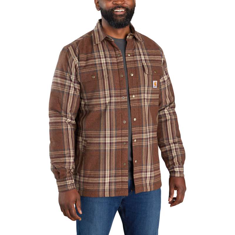 Carhartt Men's Relaxed Fit Flannel Sherpa-Lined Shirt Jacket - SIENNA 227