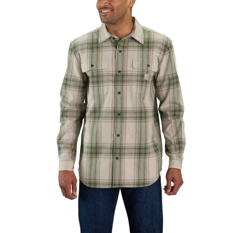 Carhartt Men's Loose Fit Heavyweight Flannel Long-Sleeve Plaid Shirt BIG & TALL - CHIVE GD3