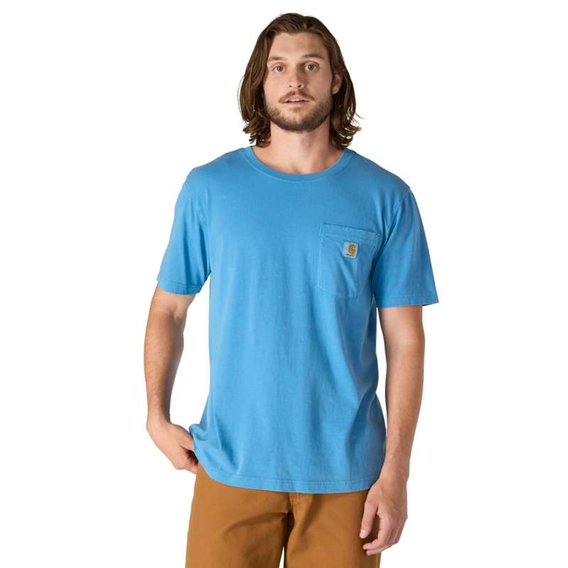 Carhartt Men's Relaxed Fit Midweight Short-Sleeve Garment Dyed Pocket T-Shirt - HORIZON BLU HO6
