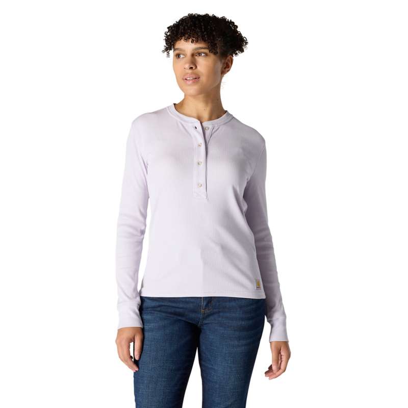 Carhartt Women's Tencel Fiber Series Relaxed Fit Long-Sleeve Ribbed Henley - MICA V87
