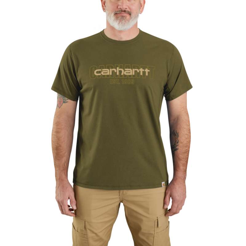Carhartt Men's Force Relaxed Fit Midweight Short-Sleeve Logo Graphic T-Shirt - BRONZED GRN GL7