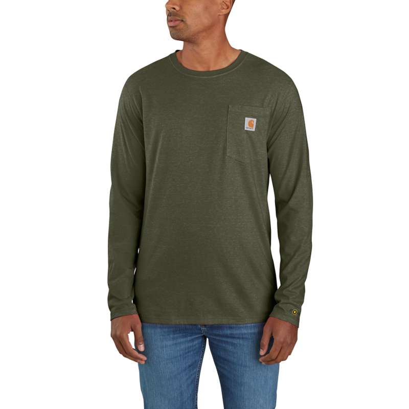 Carhartt Men's Force Relaxed Fit Long-Sleeve Pocket T-Shirt - BASIL G73