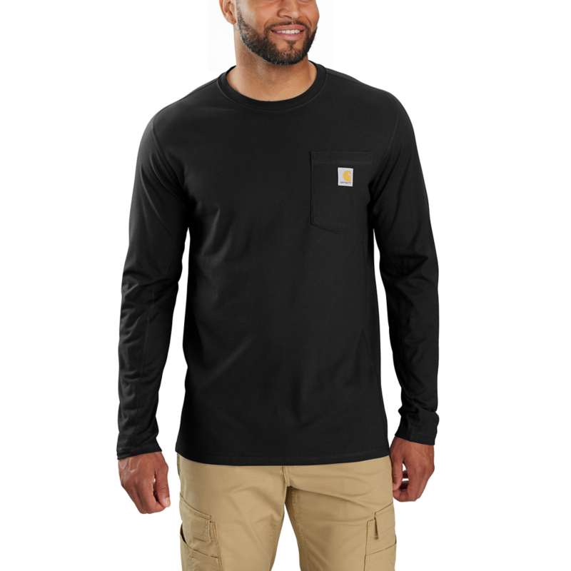 Carhartt Men's Force Relaxed Fit Long-Sleeve Pocket T-Shirt - BLACK N04