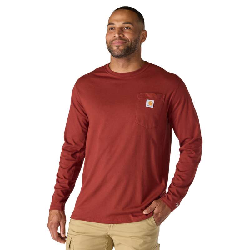 Carhartt Men's Force Relaxed Fit Long-Sleeve Pocket T-Shirt - SPICE RED RD9