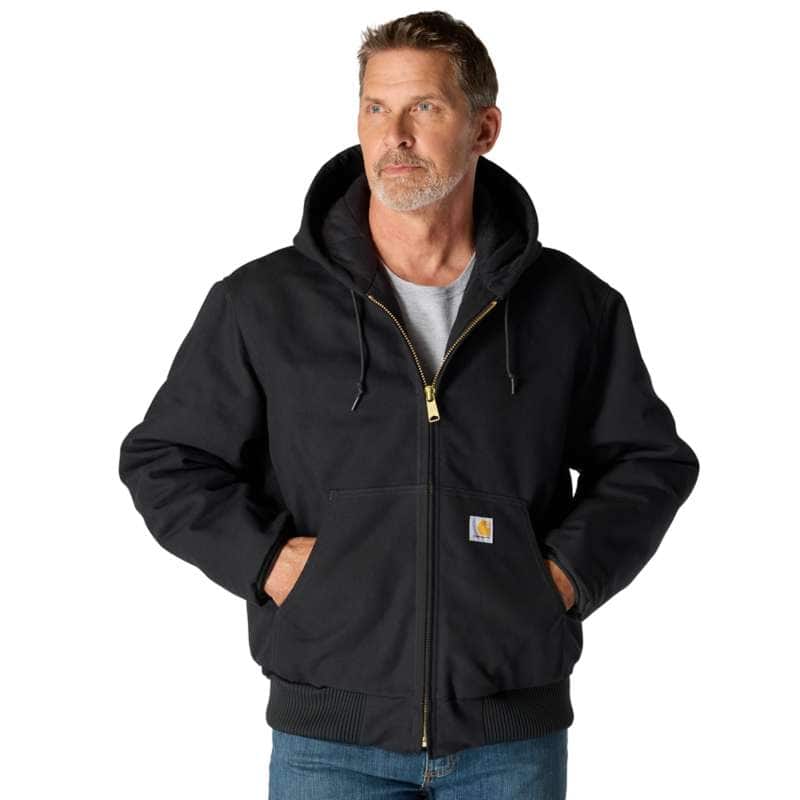 Carhartt Mens Duck Quilted Flannel-Lined Active Jac - BLACK