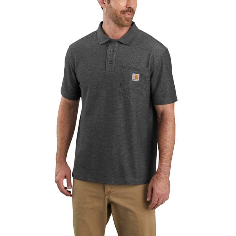 Carhartt Men's Loose Fit Midweight Short-Sleeve Pocket Polo - CARBON CRH