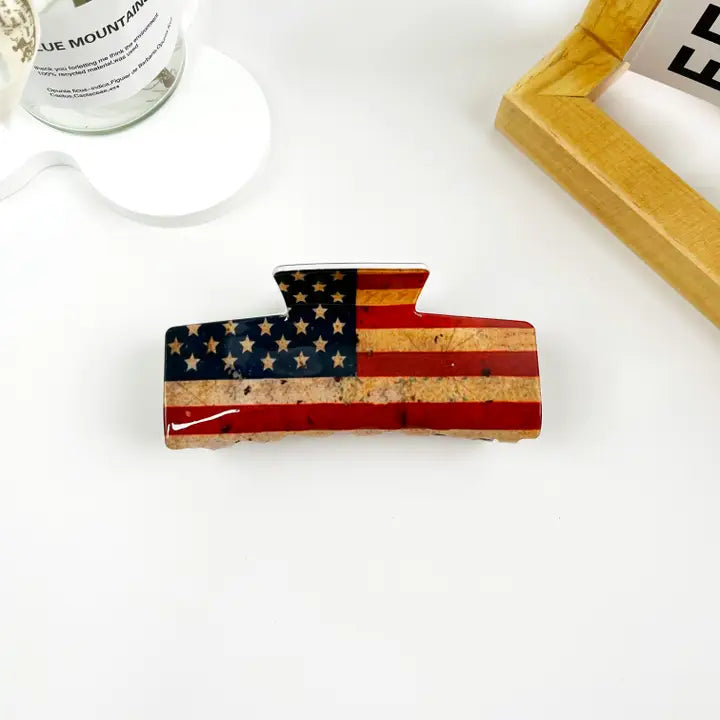 Independence Day Us Patriotic Star Pattern Square Hair Clip