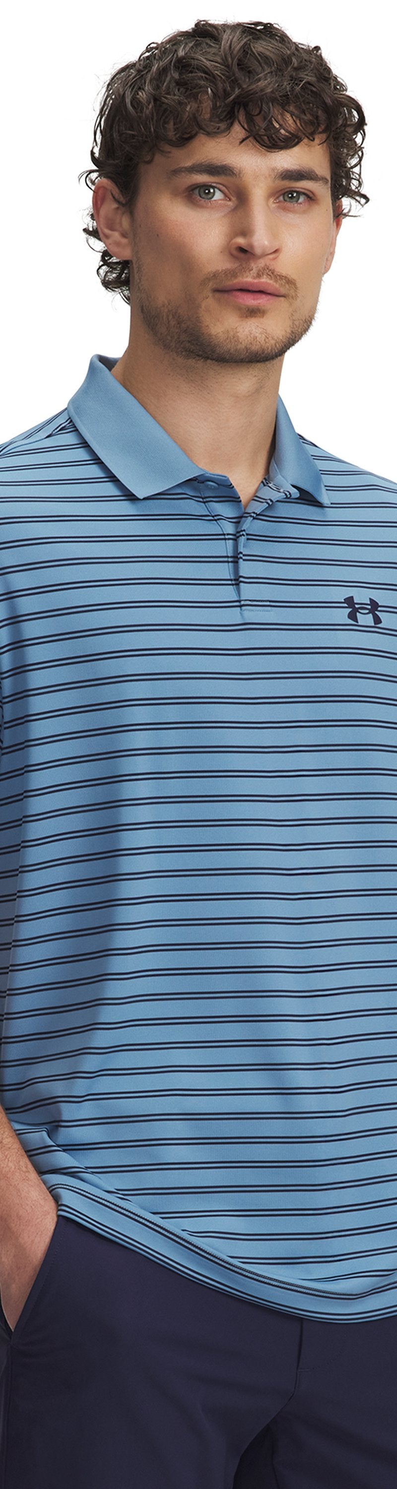 UA MENS MATCHPLAY STRIPE POLO - BLUE 422