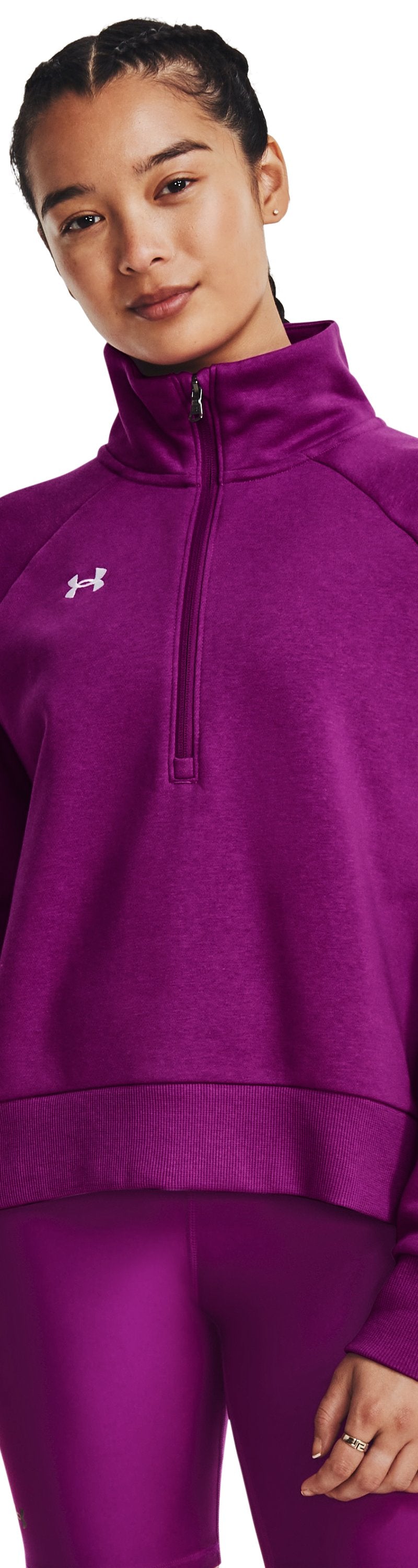 Under Armour Women's UA Rival Fleece ½ Zip - MAGENTA 573