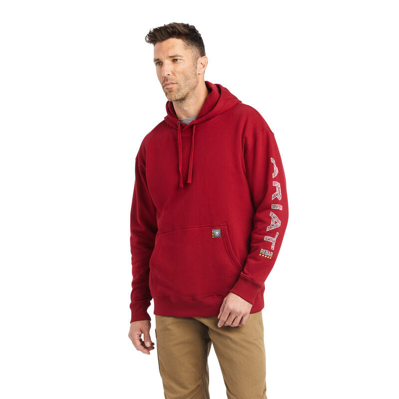 Ariat Men's Rebar Roughneck Pullover Hoodie Red