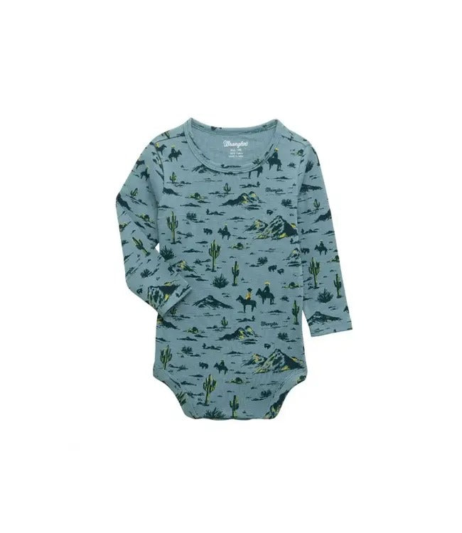 Wrangler Infant Long Sleeve Turquoise Onesie