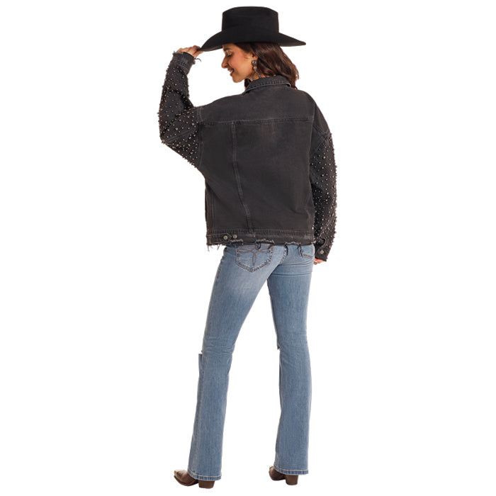 Rock & Roll Women's Distressed Pearl Sleeve Jacket