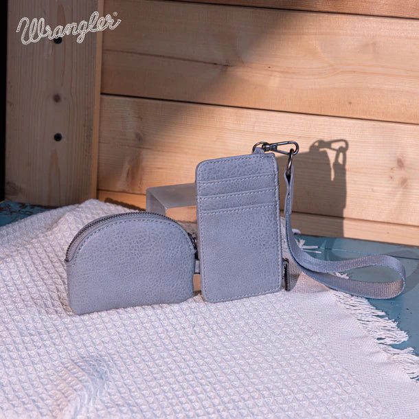 Wrangler Embroidered Dual Pouch Wristlet - Jean