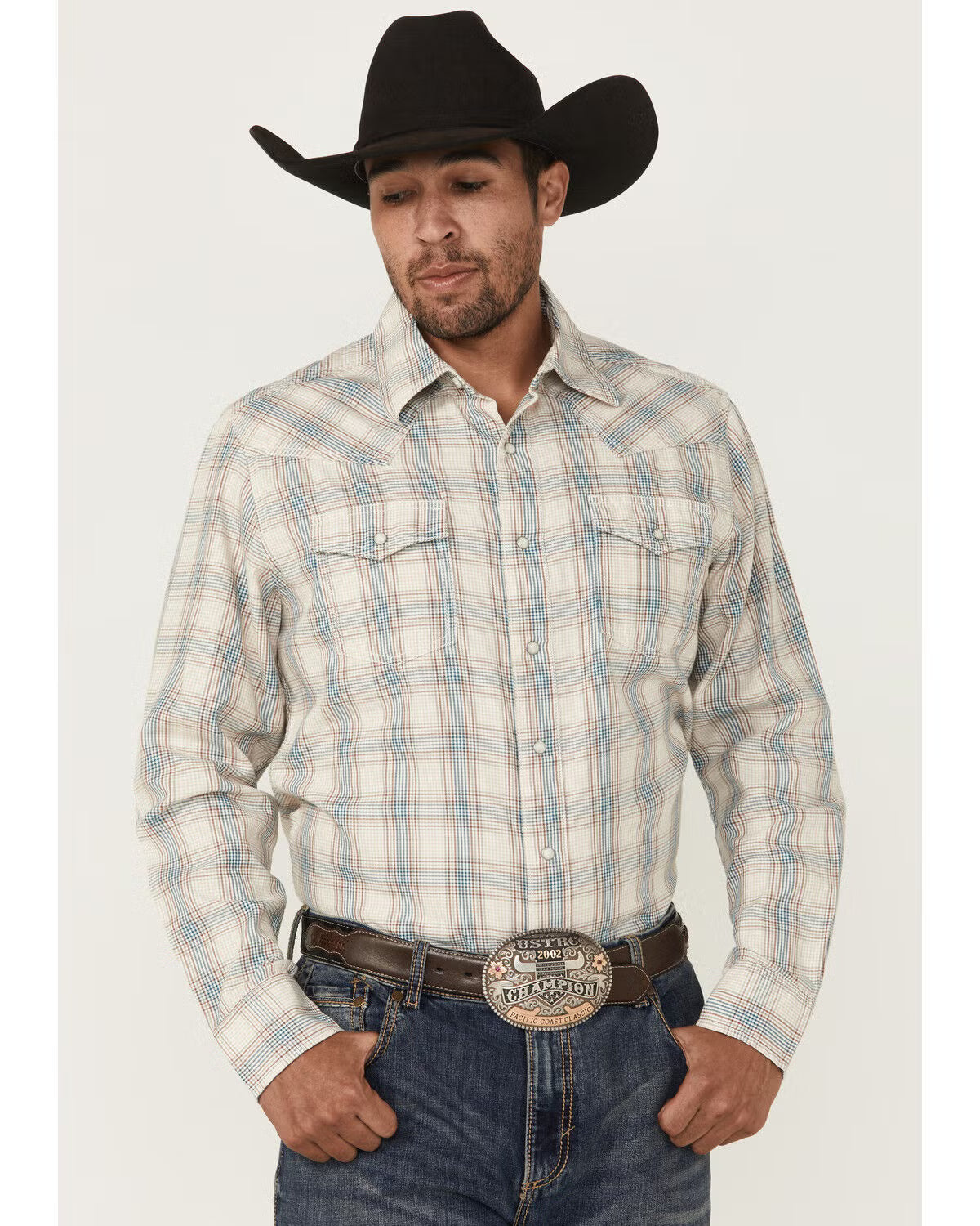 Wrangler Men's Retro Premium Long Sleeve Western Snap Plaid Shirt