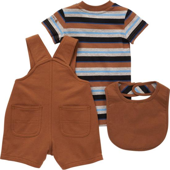 Carhartt Infant Short-Sleeve Bodysuit, Shortall and Food Bib Set