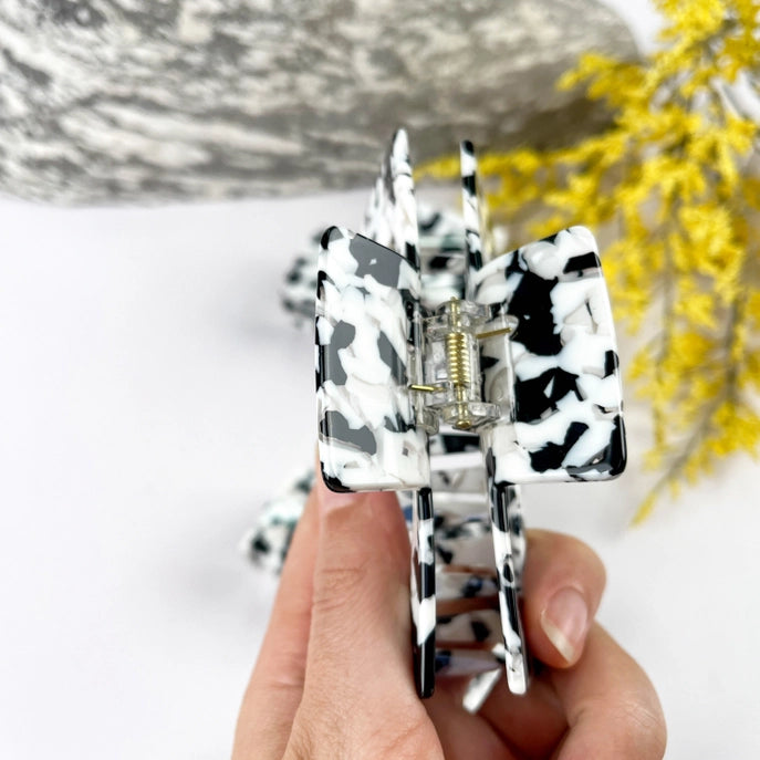 Square Cow Pattern Acetate Hollow Hair Claw Clip