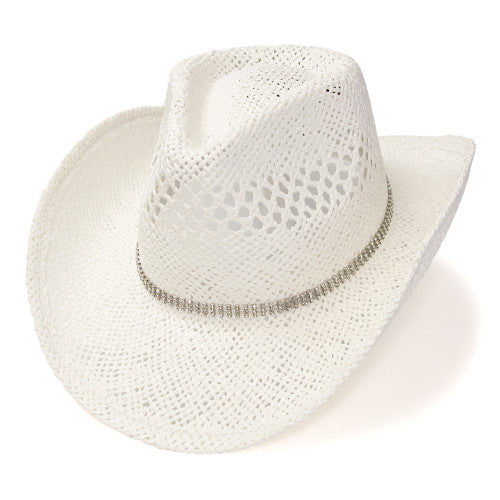 Western Express Straw Hat With Rhinestone Hat Band